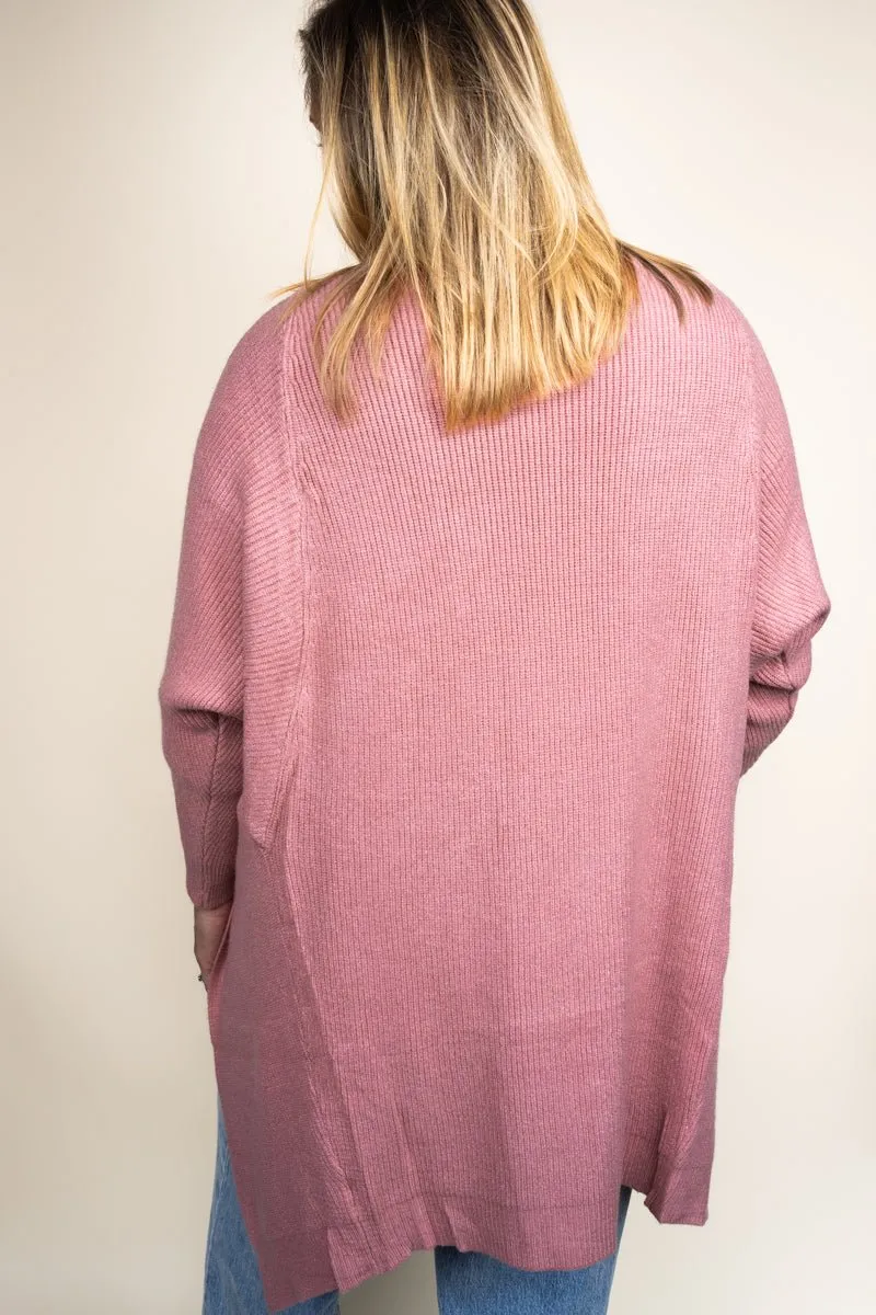 25% OFF! Be Clever Sweater Weather Knit Pocket Cardigan, Mauve