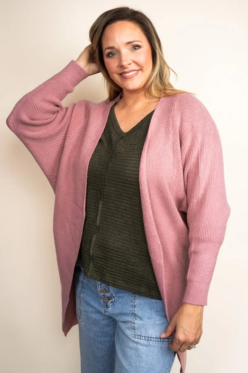 25% OFF! Be Clever Sweater Weather Knit Pocket Cardigan, Mauve