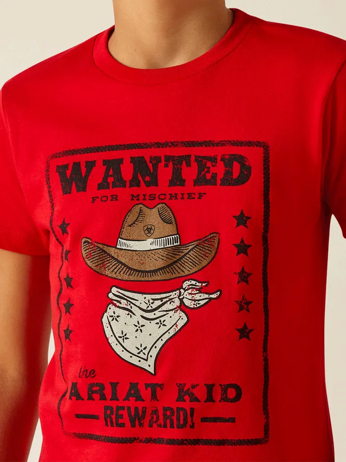 Ariat 10051429 Kids Wanted For Mischief T-Shirt Red