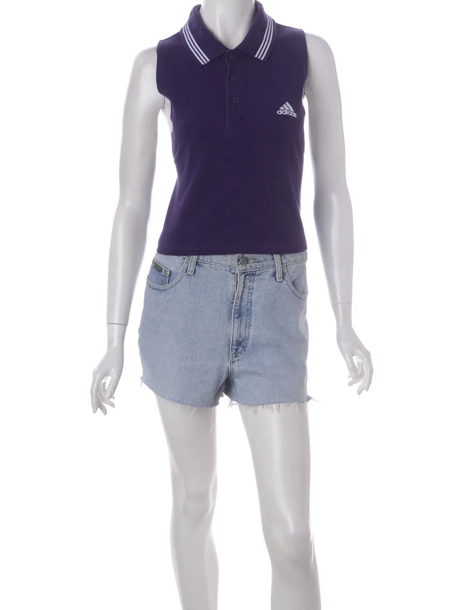 Beyond Retro Label Eva Polo Vest Purple With A Button Front Neck