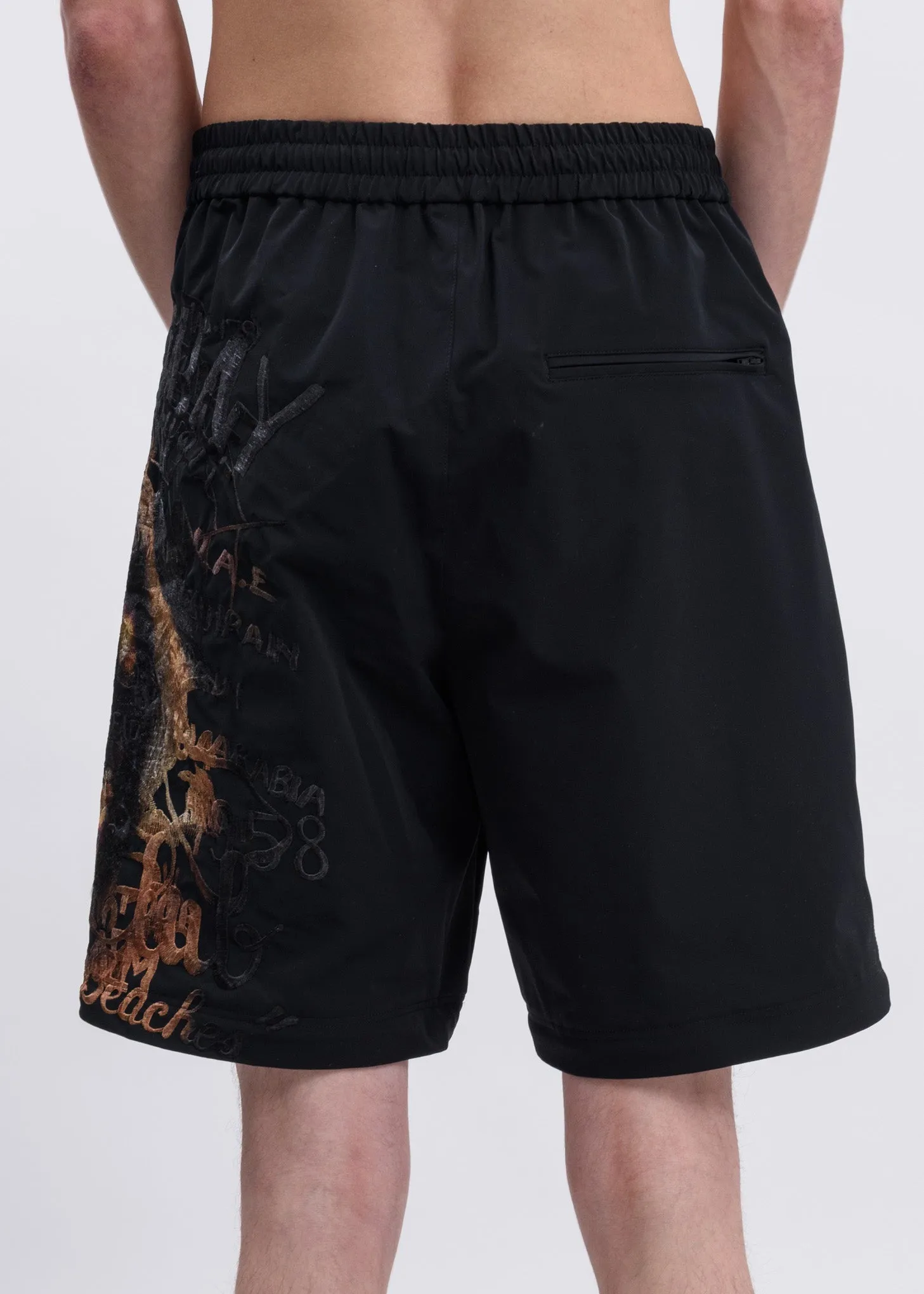 Black Printed Chaos Embroidery Two Way Pants