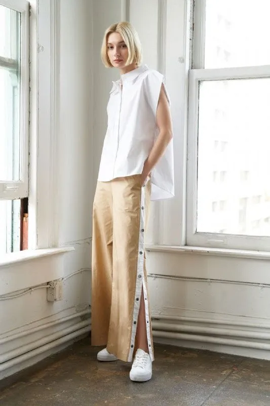 Brenda Sleeveless Button Down Top White
