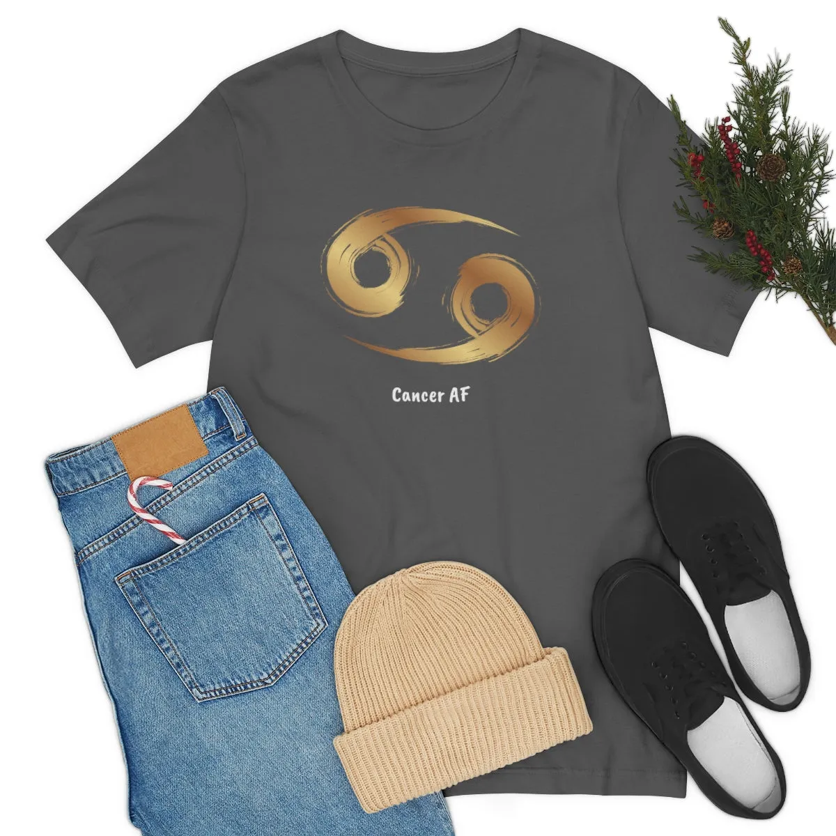 Cancer AF Symbol T-Shirt | Fun Cancer T-Shirt | Zodiac T-Shirt | Zodiac Sign Shirt | Astrology | Star Sign | Unisex Jersey Short Sleeve Tee
