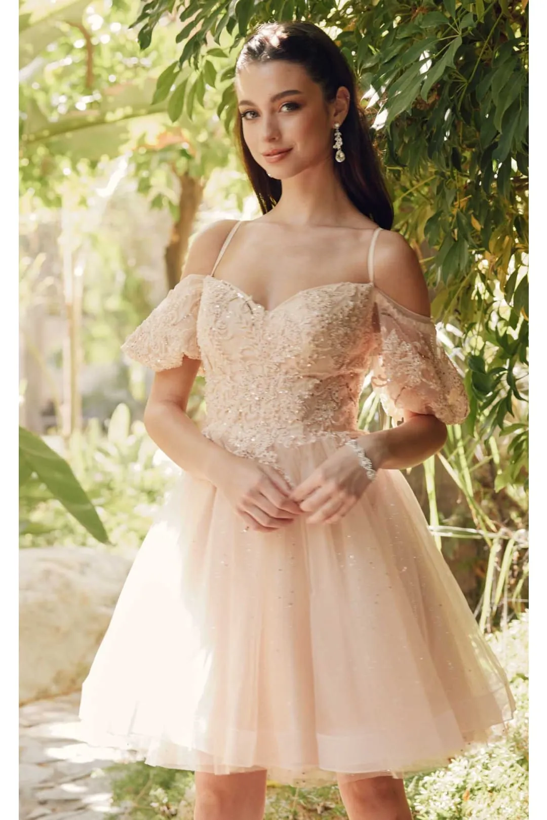 Champagne Bridesmaid Dresses-Inexpensive Glitter Off-Shoulder Juliet 886