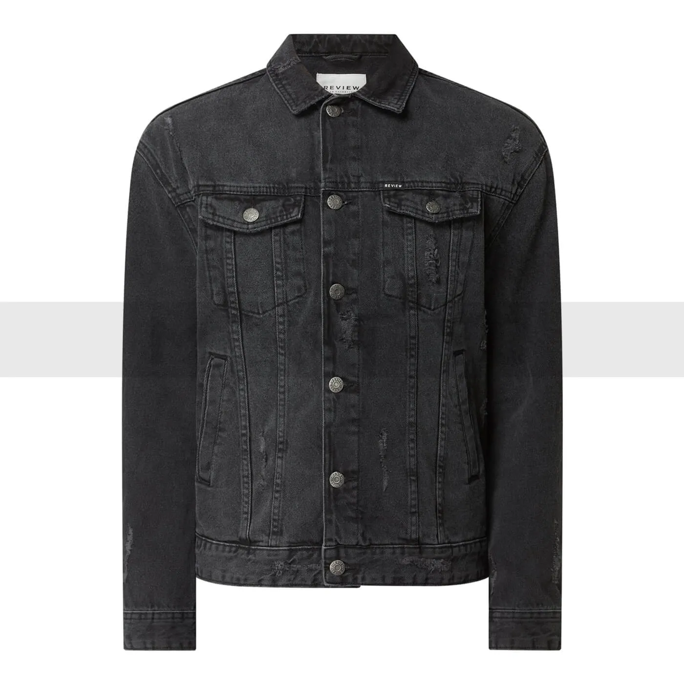 Charcoal Ripped Denim Jacket