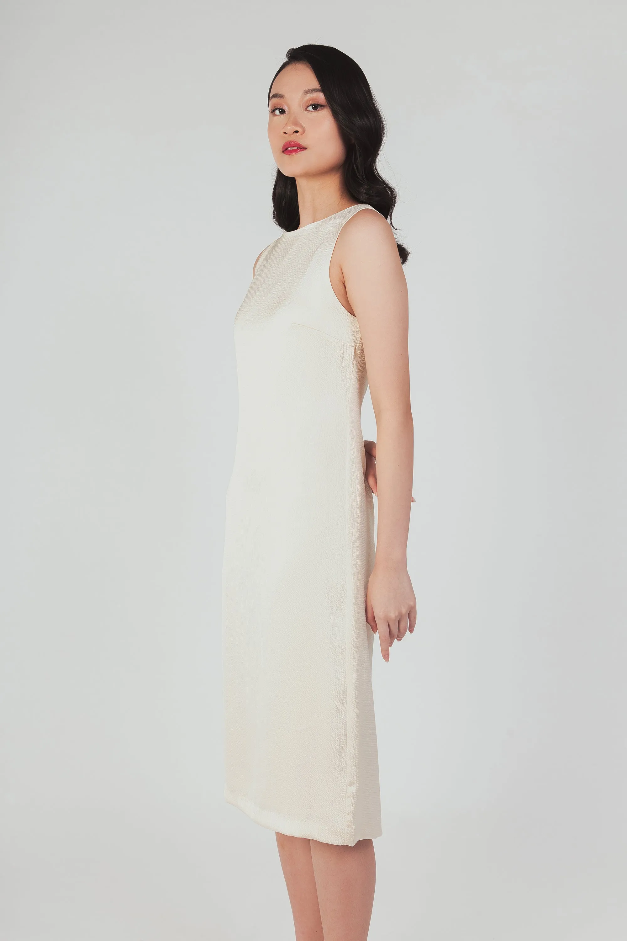 Column Dress With Cutout Detail - Pearl