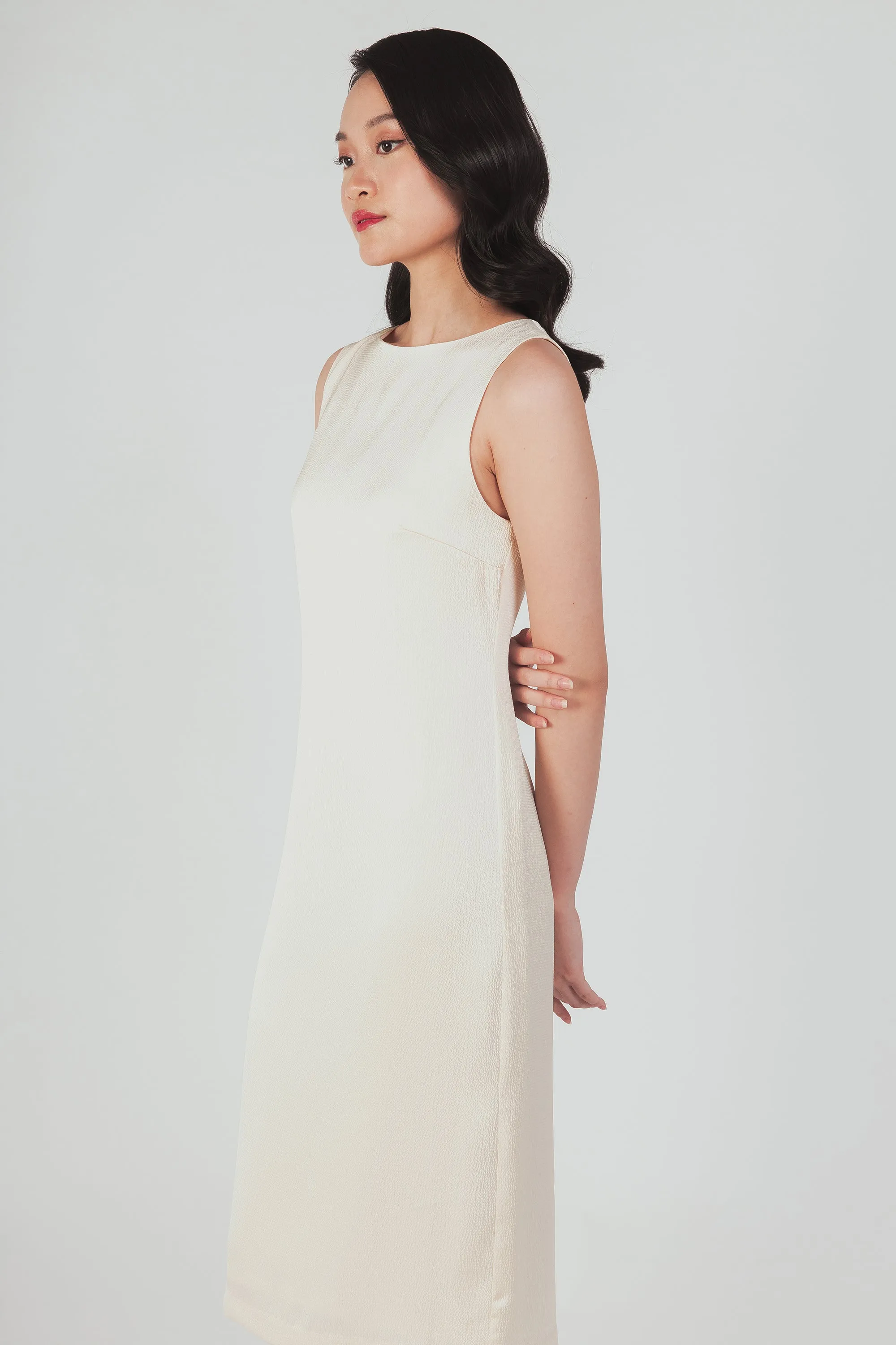 Column Dress With Cutout Detail - Pearl
