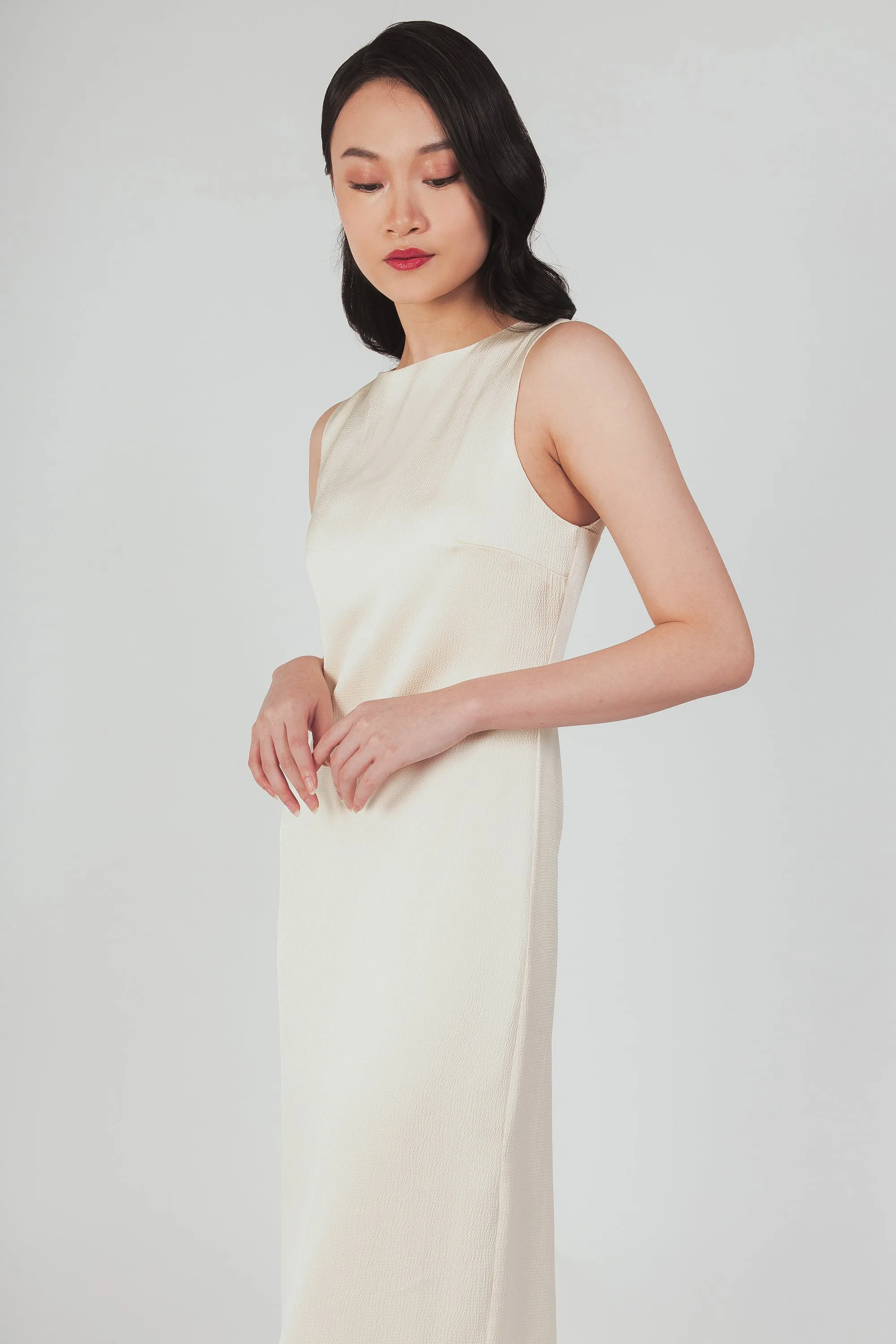 Column Dress With Cutout Detail - Pearl