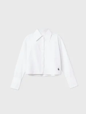 Cropped Cotton Button Down Shirt