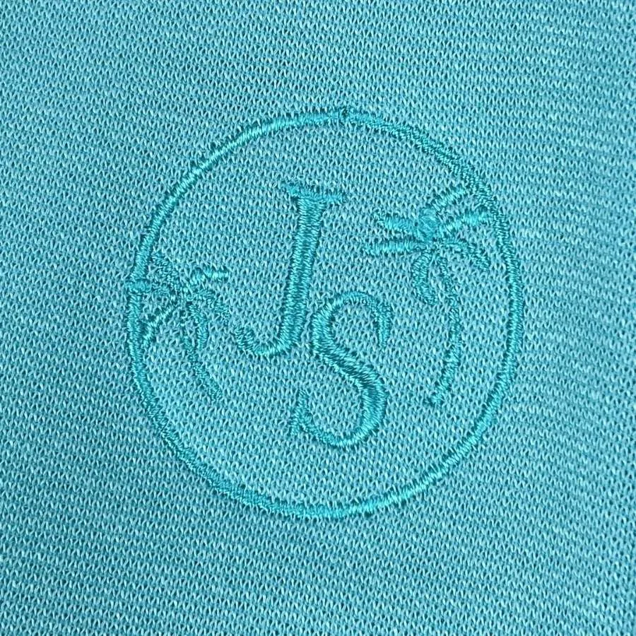 Cyan Long Sleeve Zip Polo