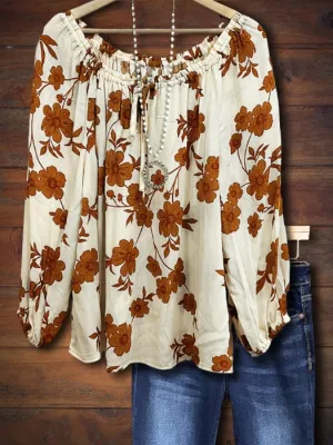 Floral Print Ruched Knotted Top