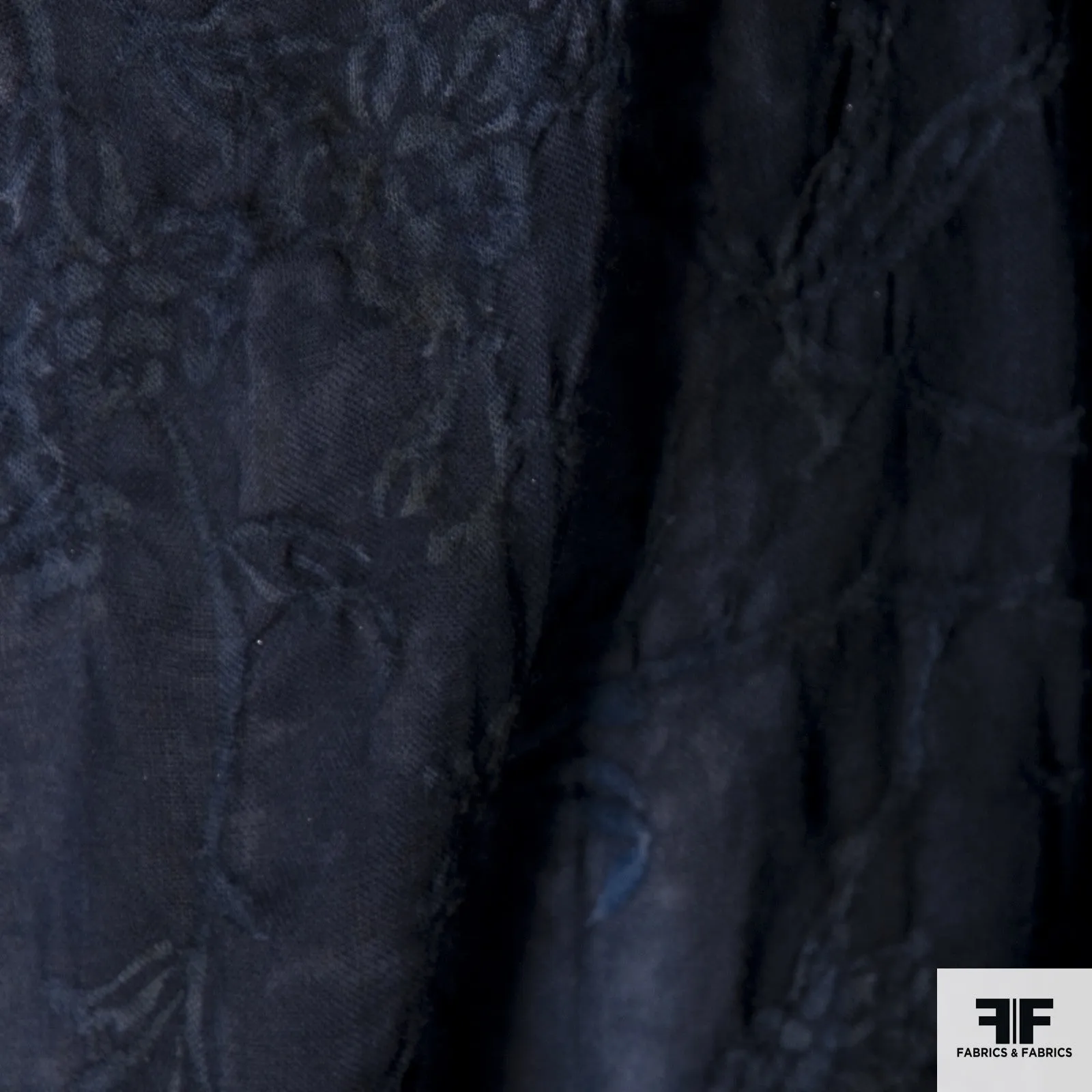 Floral Wool Gauze - Indigo Ombré Dyed