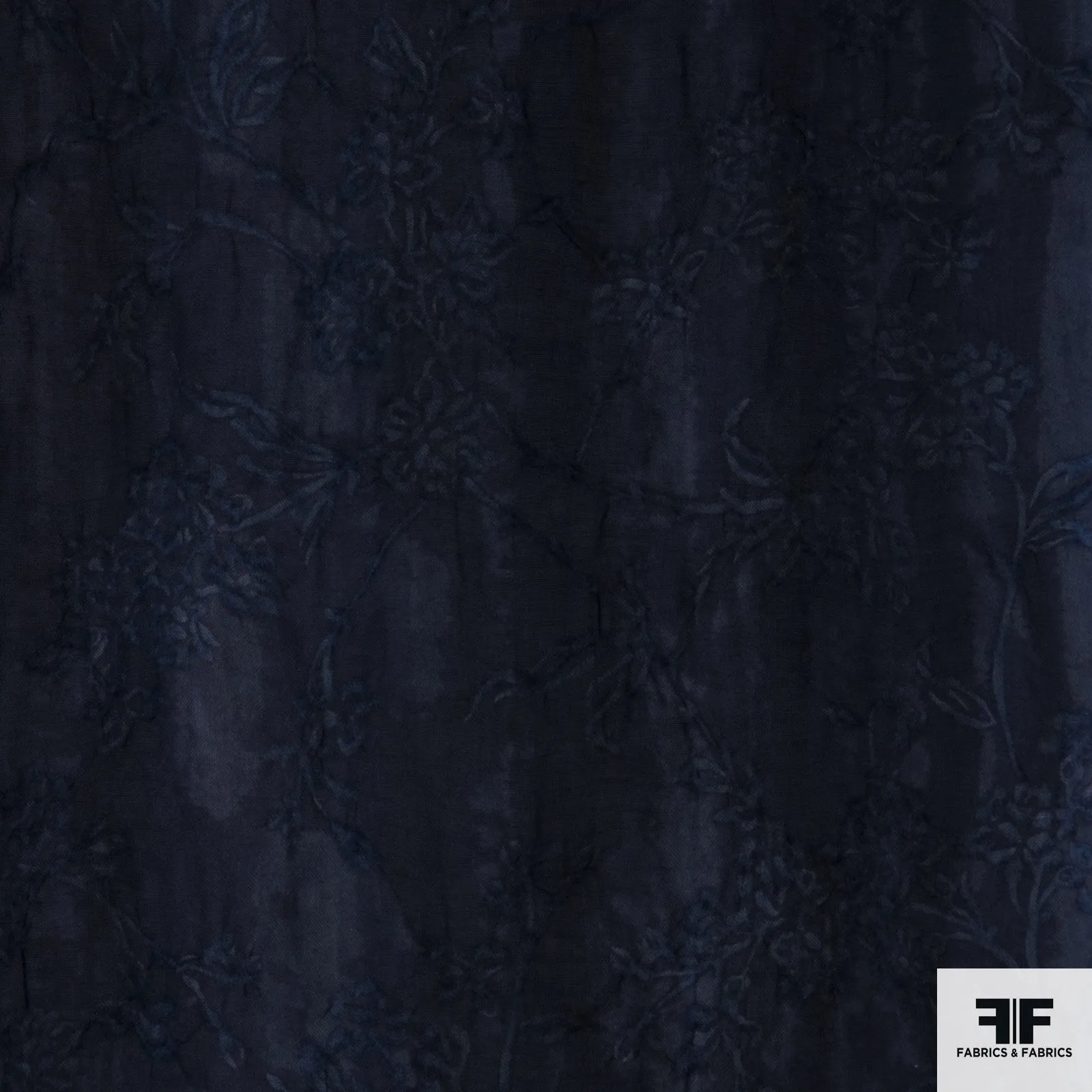 Floral Wool Gauze - Indigo Ombré Dyed
