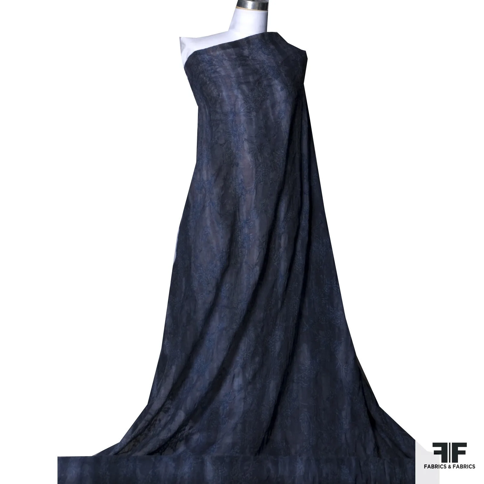 Floral Wool Gauze - Indigo Ombré Dyed