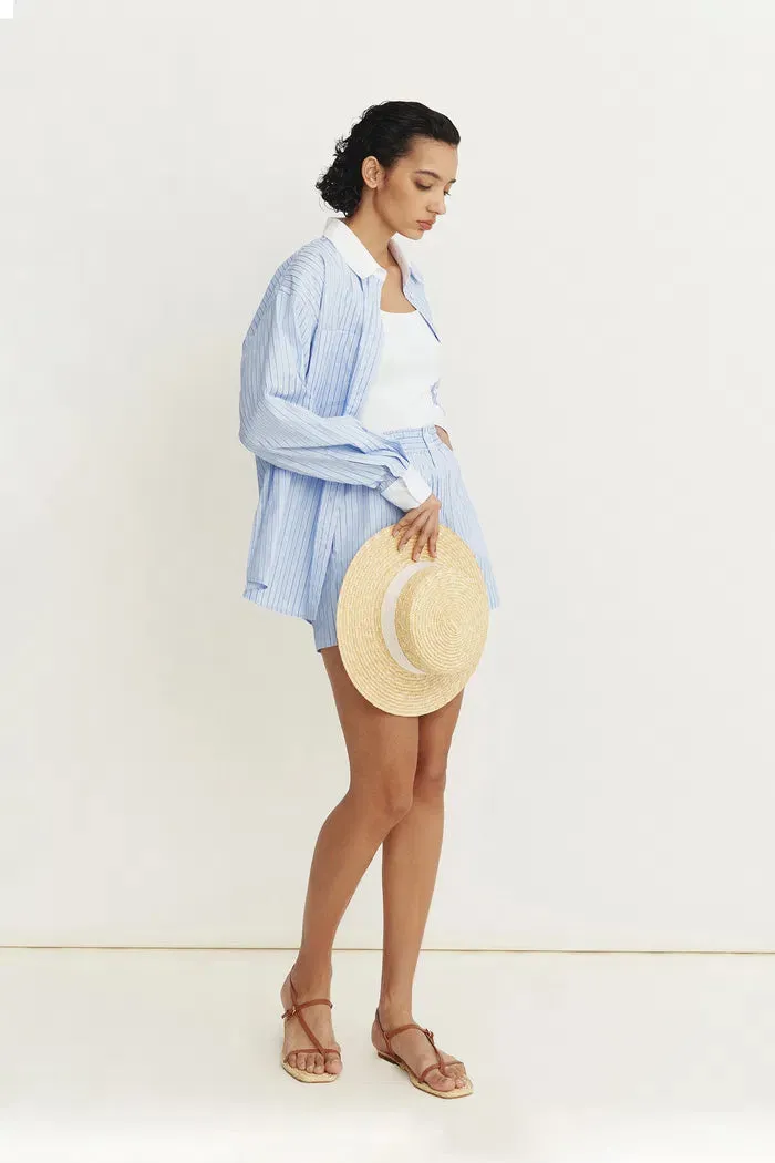 Giada Striped Blouse and Shorts Set in Cotton Blend
