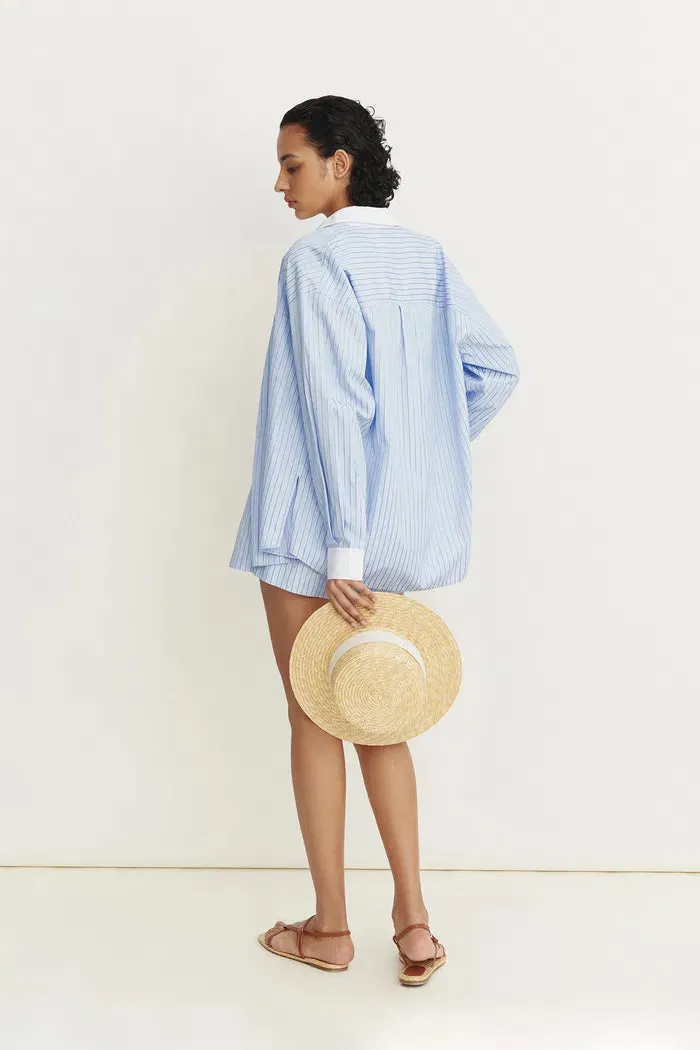 Giada Striped Blouse and Shorts Set in Cotton Blend