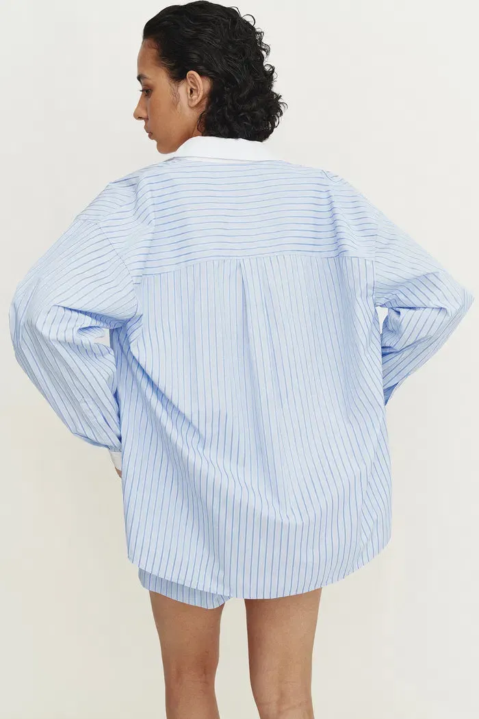 Giada Striped Blouse and Shorts Set in Cotton Blend