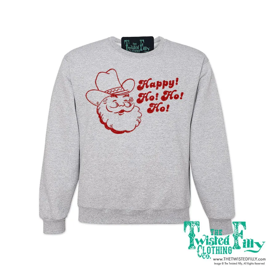 Happy Ho Ho Ho Christmas Cowboy Santa - Adult Unisex Sweatshirt - Assorted Colors