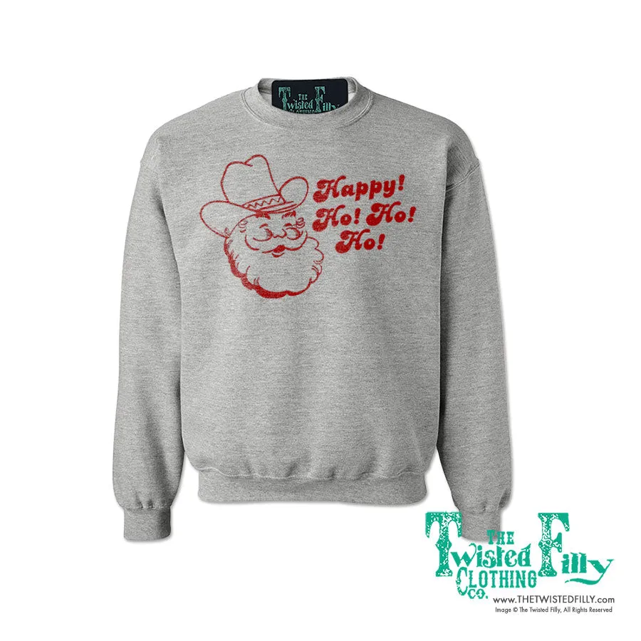 Happy Ho Ho Ho Christmas Cowboy Santa - Adult Unisex Sweatshirt - Assorted Colors