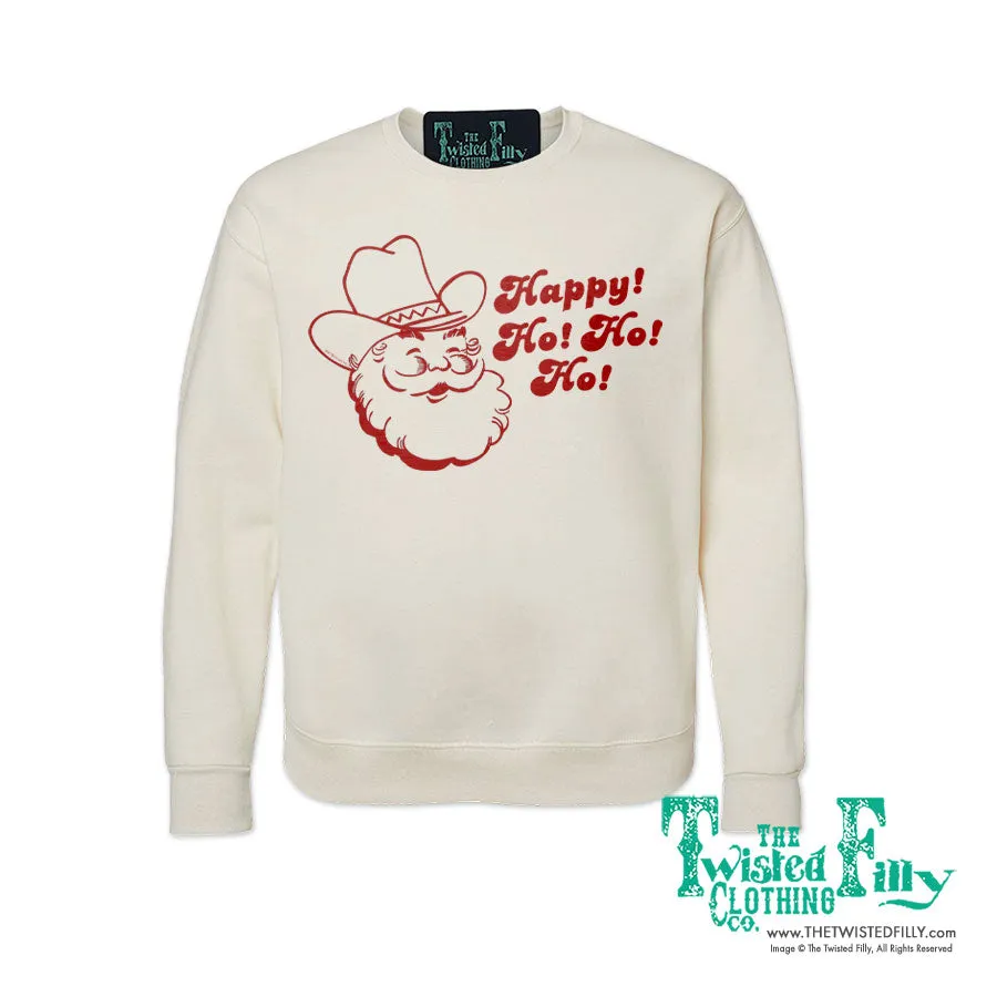 Happy Ho Ho Ho Christmas Cowboy Santa - Adult Unisex Sweatshirt - Assorted Colors