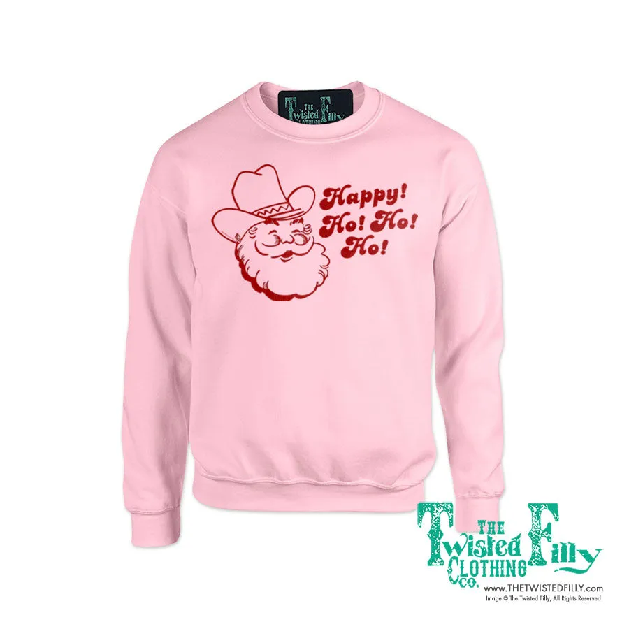 Happy Ho Ho Ho Christmas Cowboy Santa - Adult Unisex Sweatshirt - Assorted Colors
