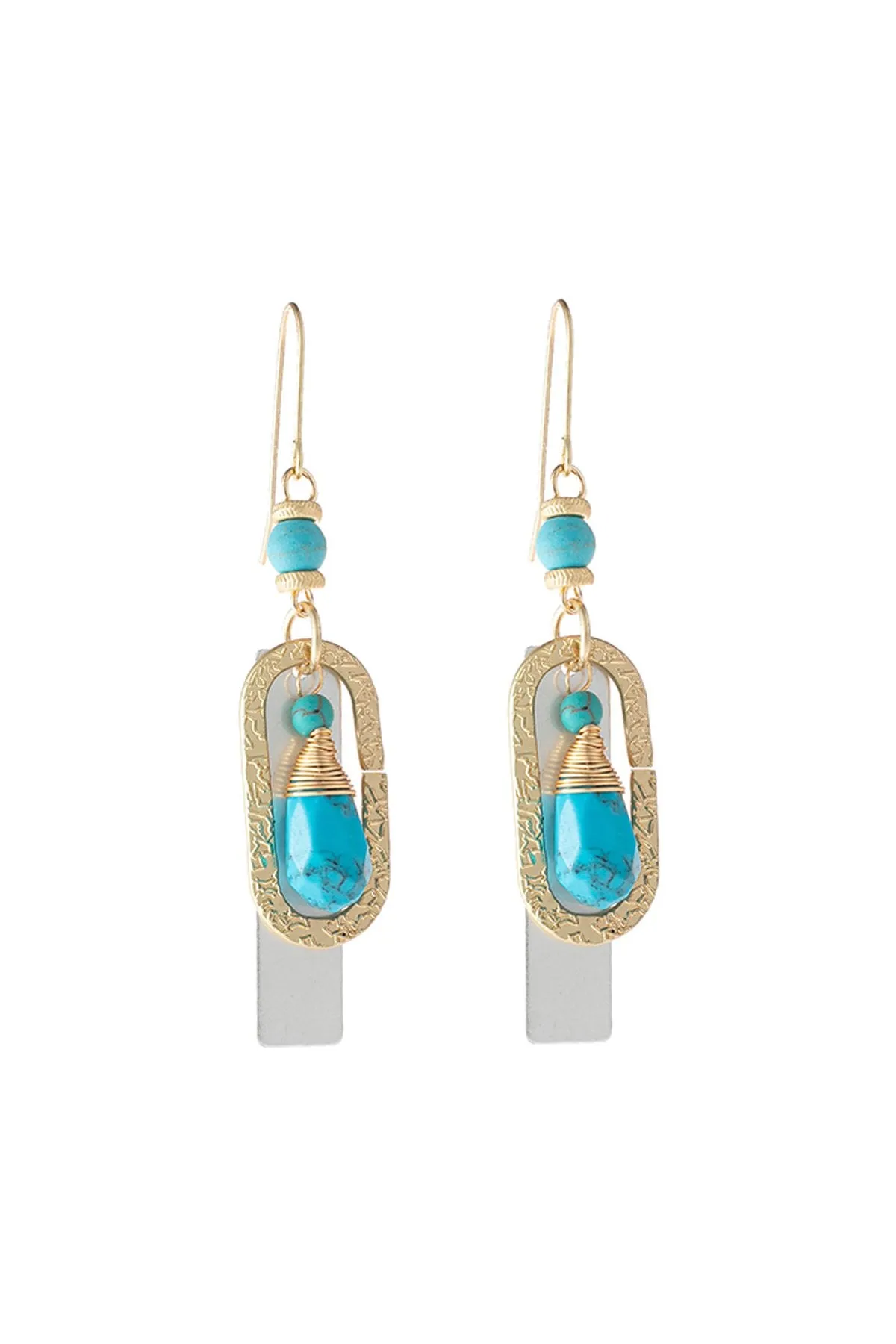 Hde3098 - Stone Charm Drop Earrings