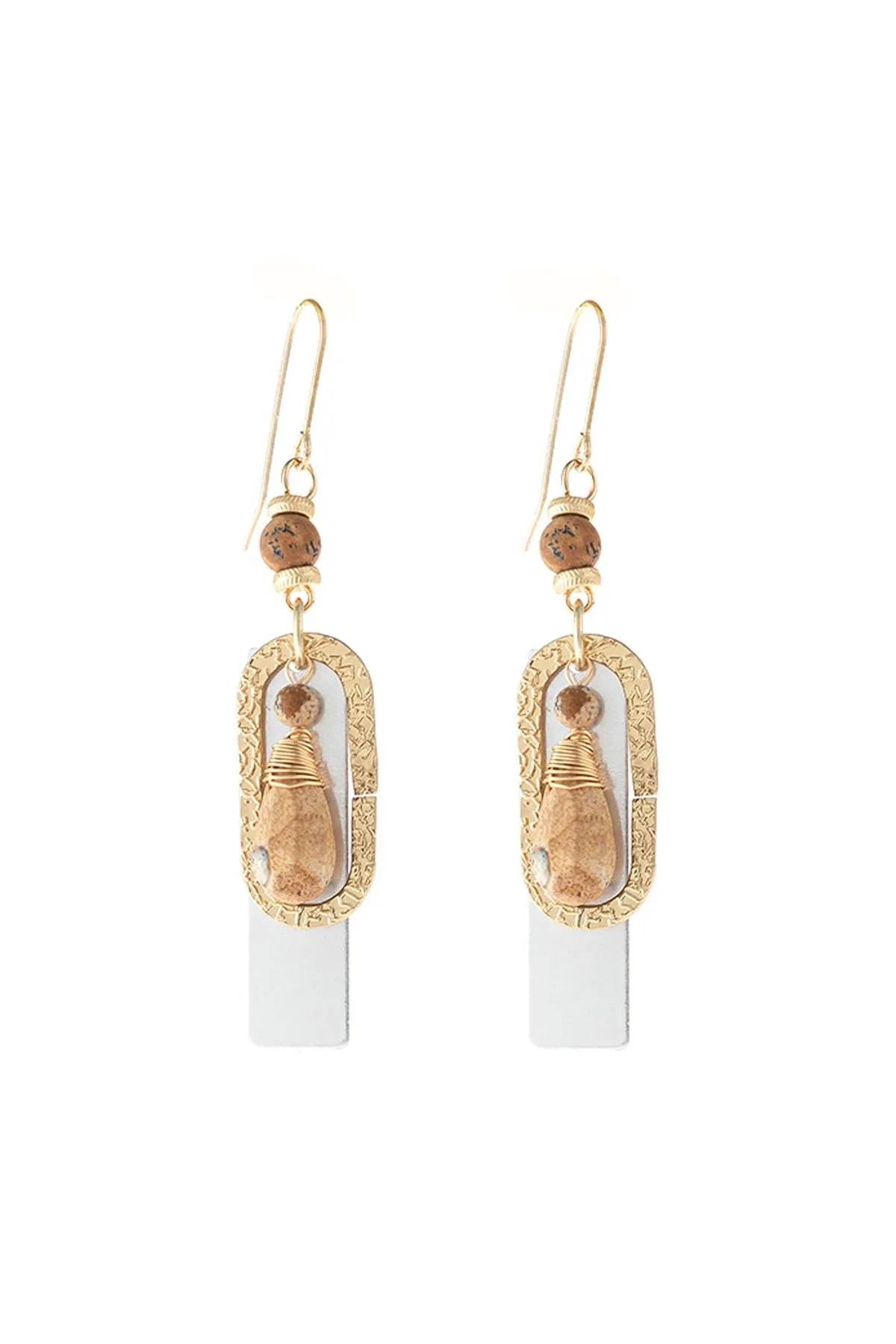 Hde3098 - Stone Charm Drop Earrings