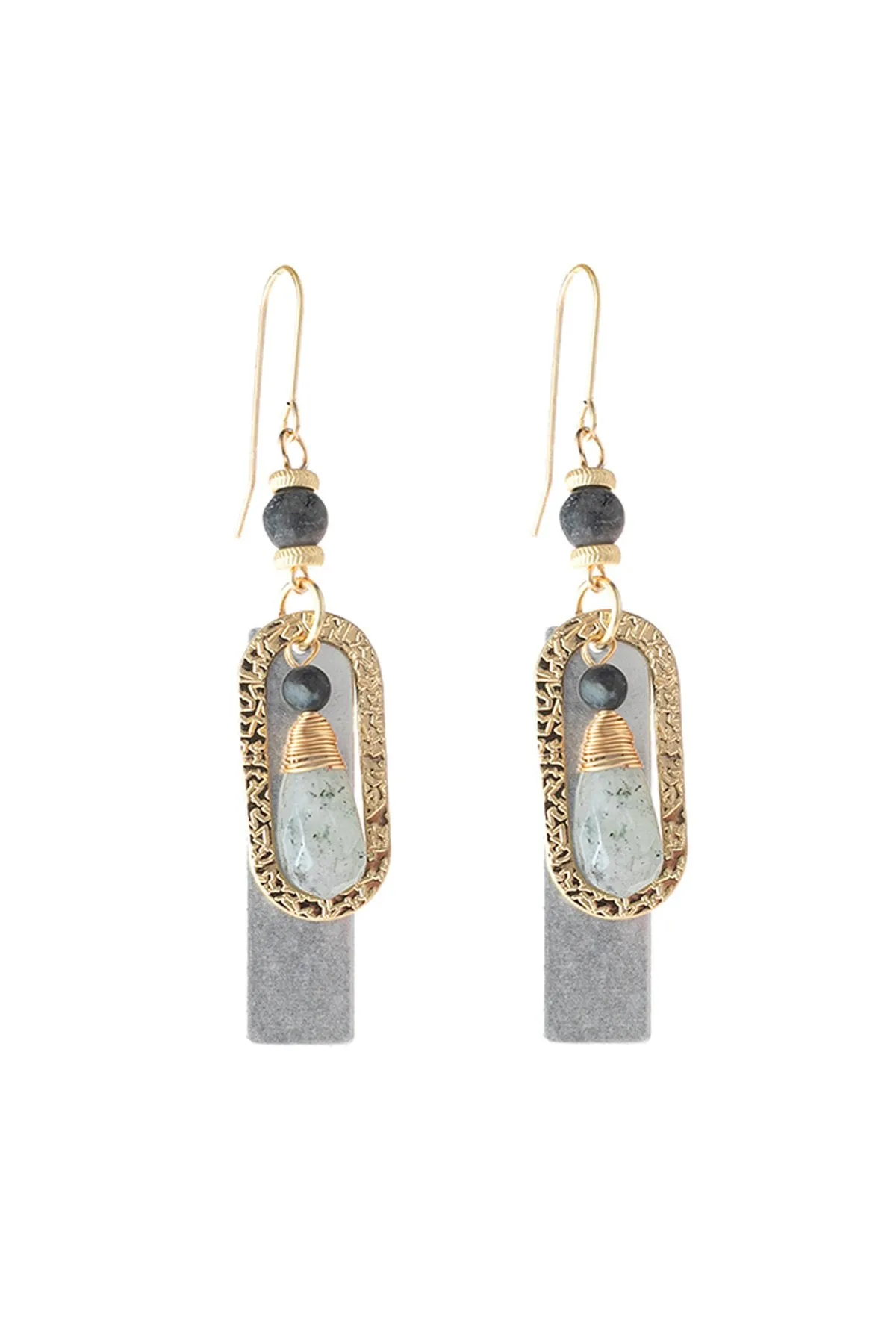 Hde3098 - Stone Charm Drop Earrings