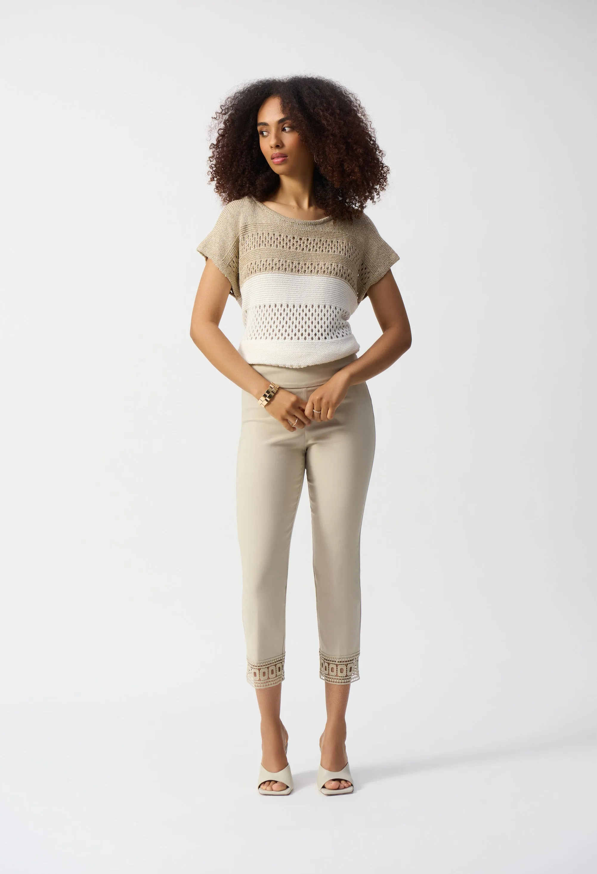 High-waisted Embroidered Trousers