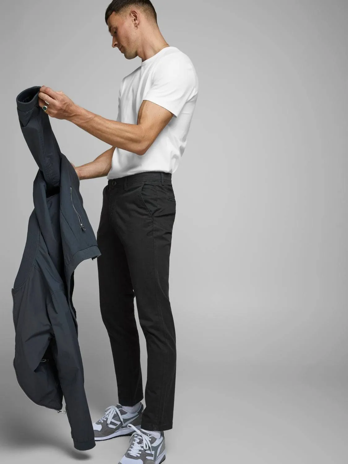 Jack & Jones Mens Marco Bowie Slim Fit Smart Casual Chino Trouser - BLACK