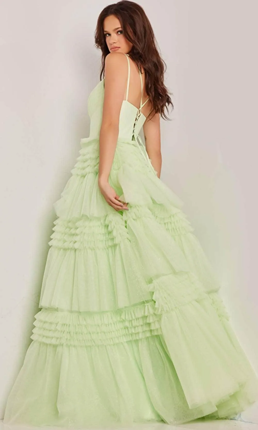 Jovani 38477 - Inset Tiered A-Line Gown
