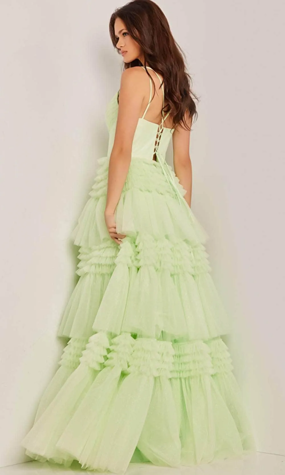 Jovani 38477 - Inset Tiered A-Line Gown