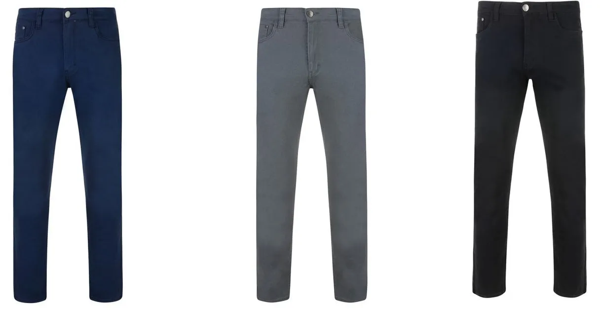 KAM KBS-Alba Slim Fit Stretch Chino Trousers Waist 40" to 60"  3 Colours