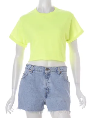 Label Bell Cropped Roll Sleeve T-Shirt