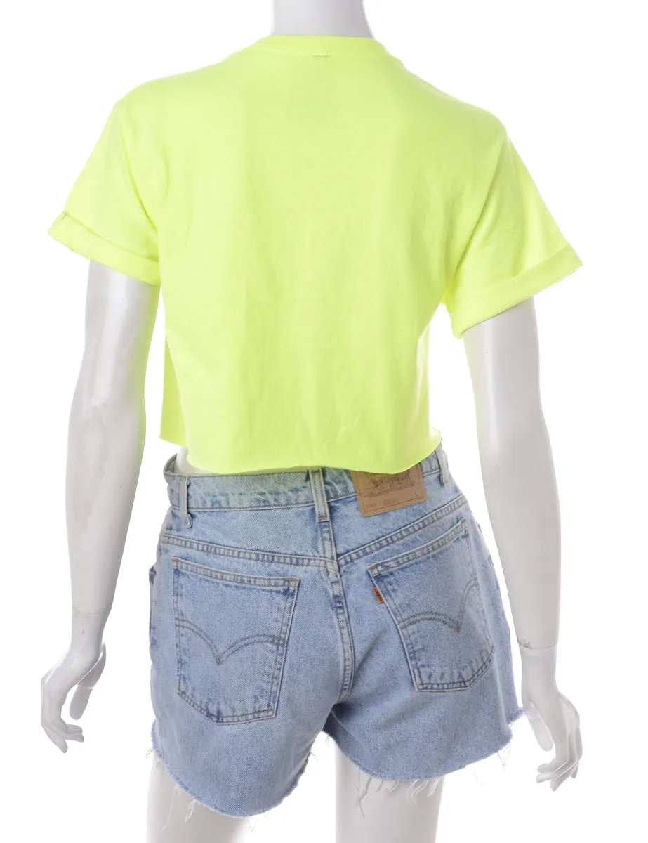Label Bell Cropped Roll Sleeve T-Shirt