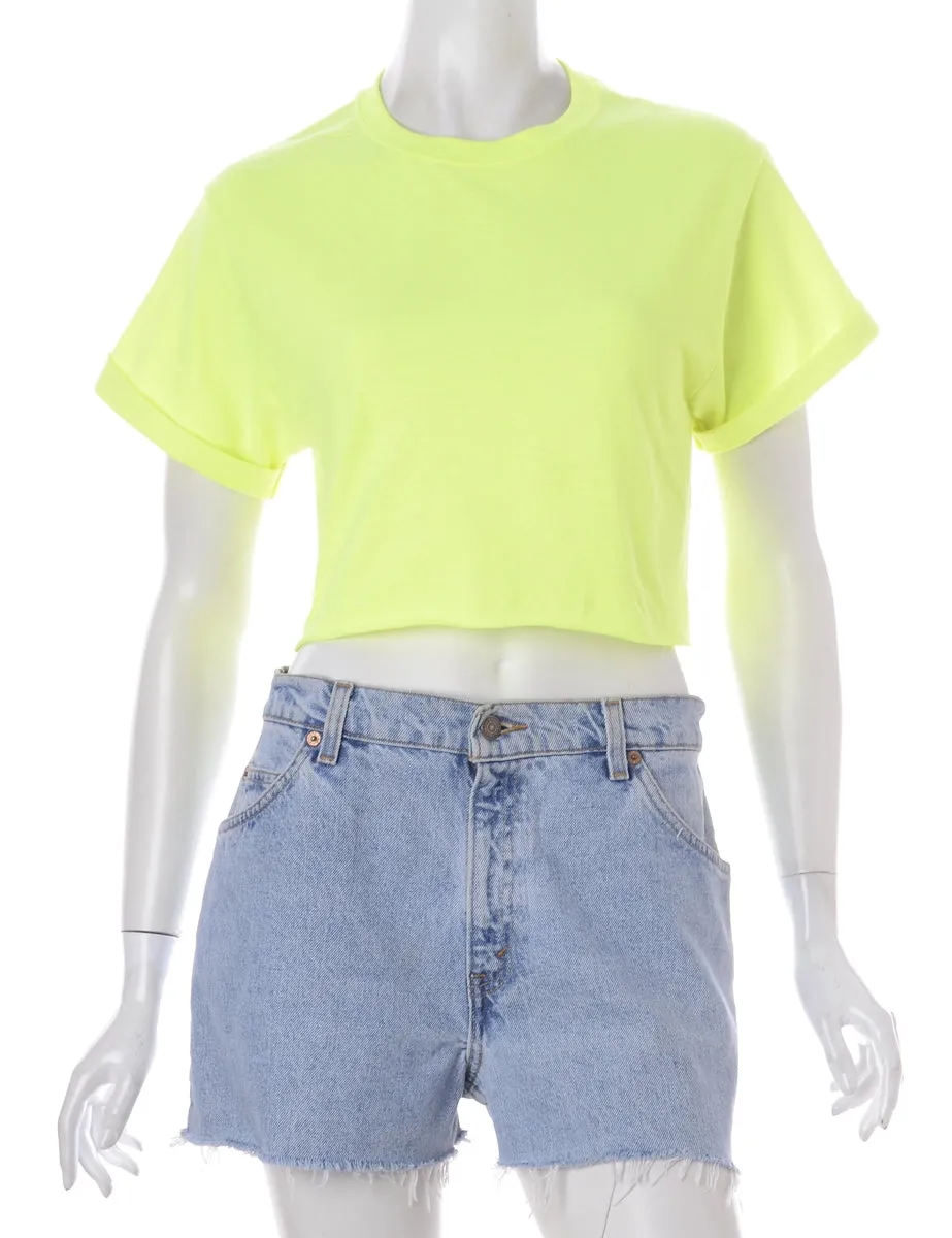 Label Bell Cropped Roll Sleeve T-Shirt