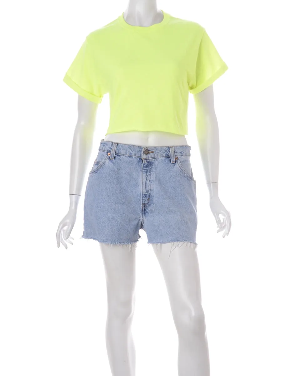 Label Bell Cropped Roll Sleeve T-Shirt