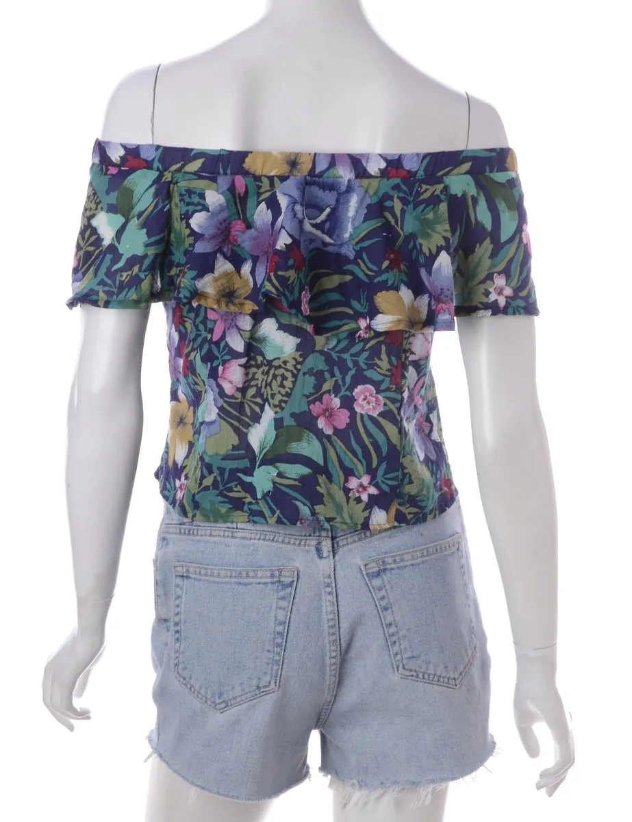 Label Frill Printed Top