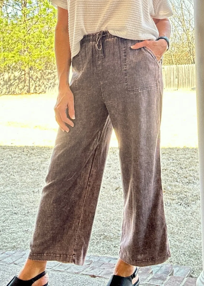 Lucinda Acid Wash Pants - Ash Grey