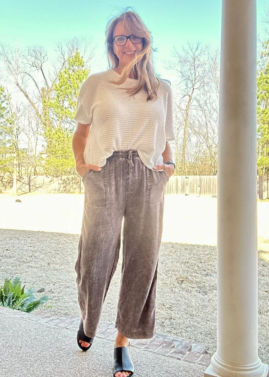 Lucinda Acid Wash Pants - Ash Grey