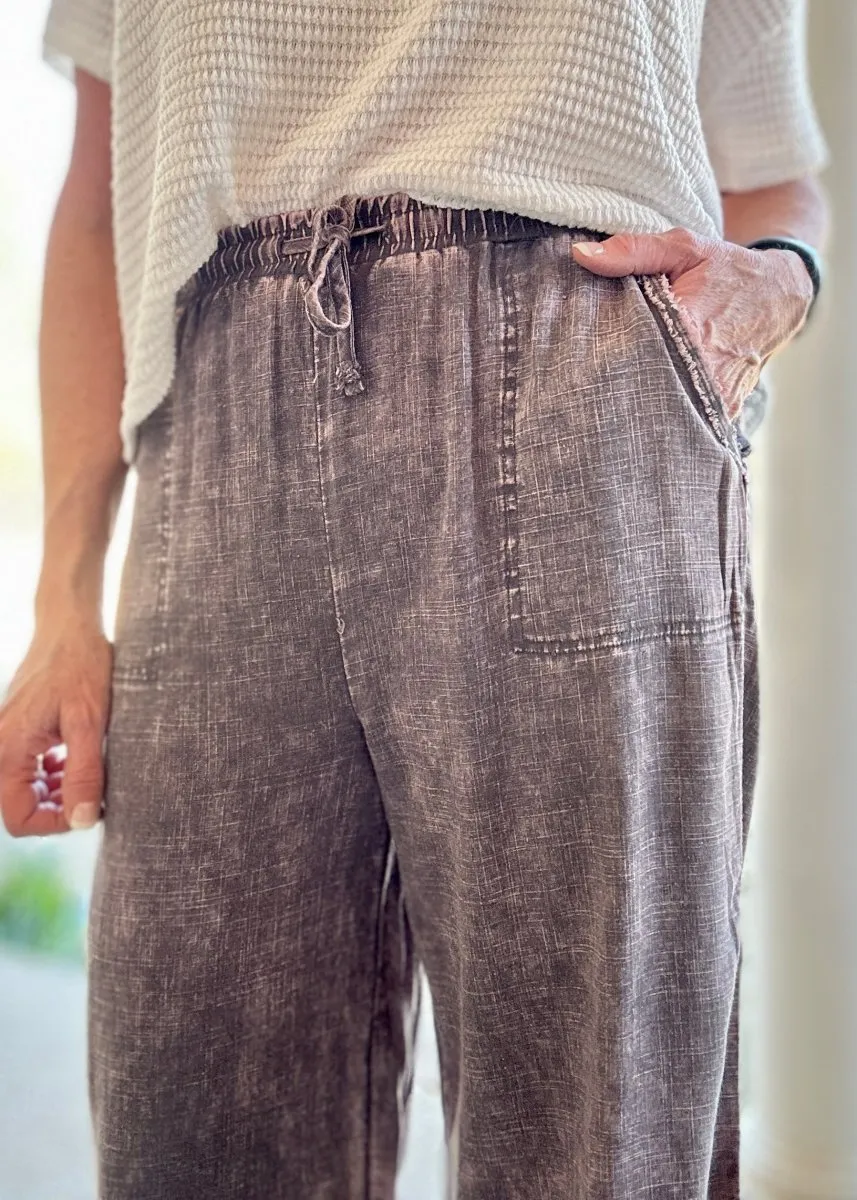 Lucinda Acid Wash Pants - Ash Grey