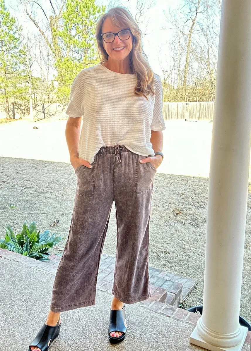 Lucinda Acid Wash Pants - Ash Grey