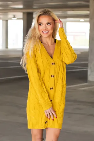 Mad Warm Long Sleeve Sweater Dress - Mustard