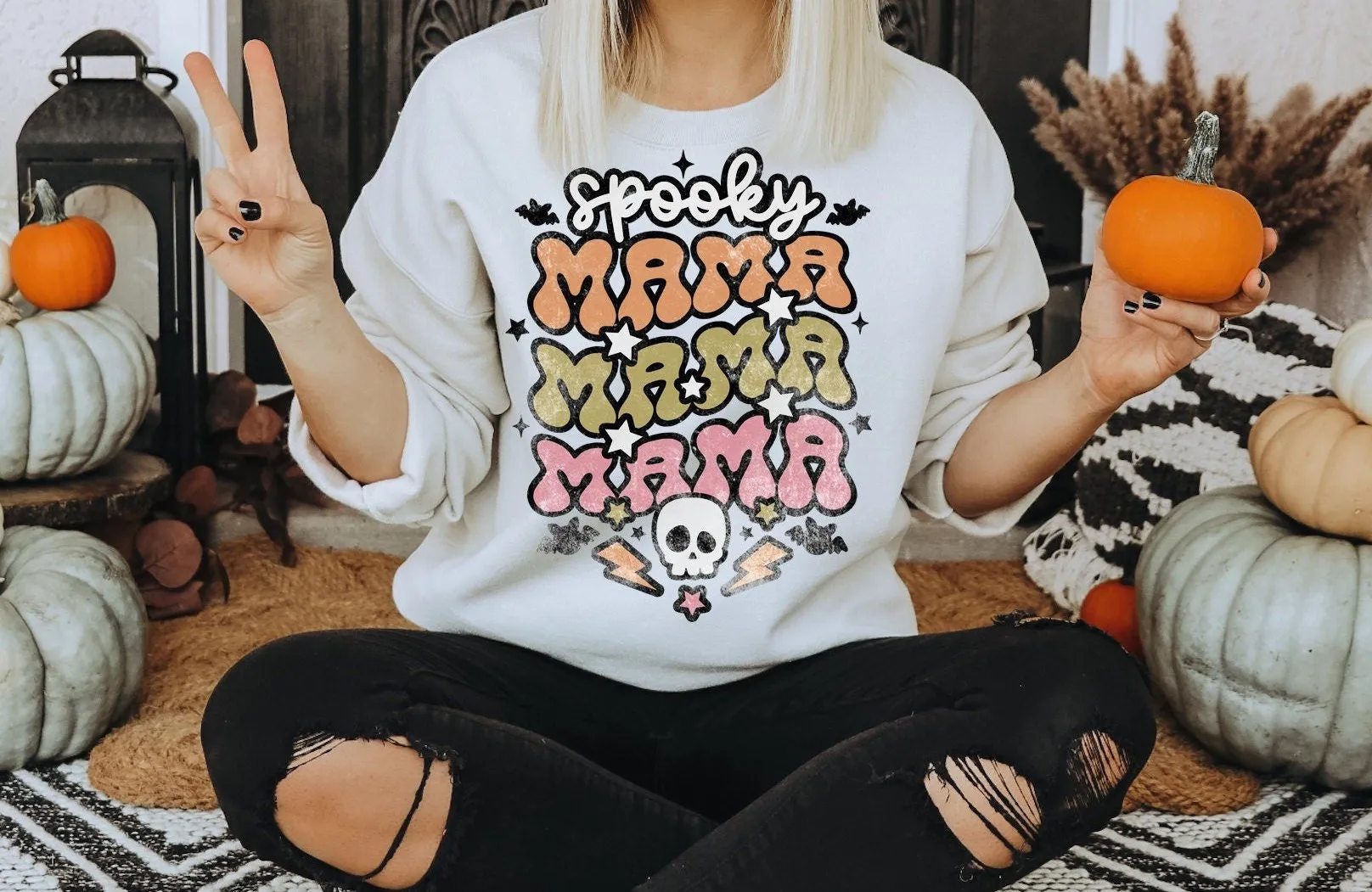 Matching Spooky Mama Spooky Mini Retro Halloween Sweatshirts