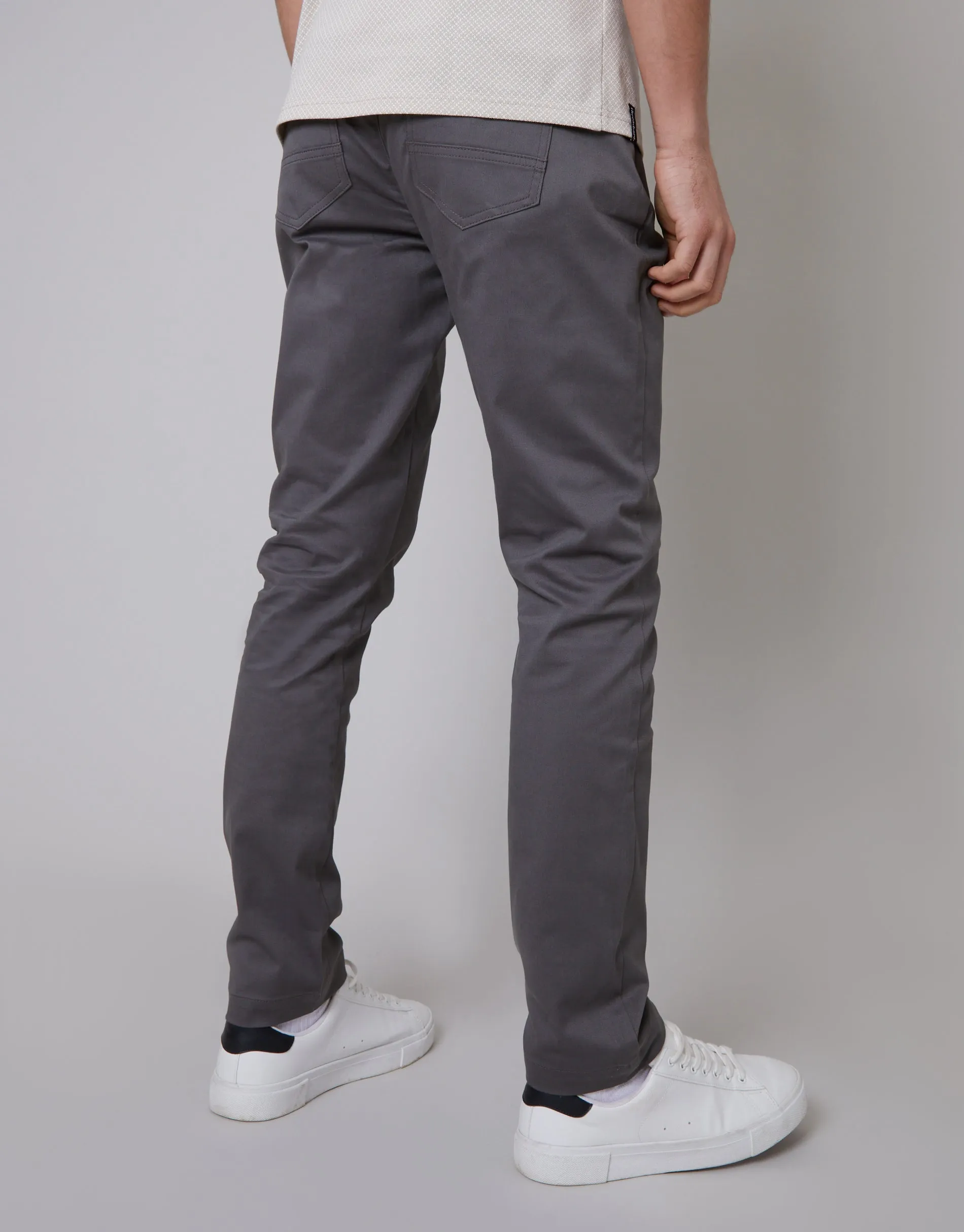 Men's Slate Slim Fit 5 Pocket Chino Trousers