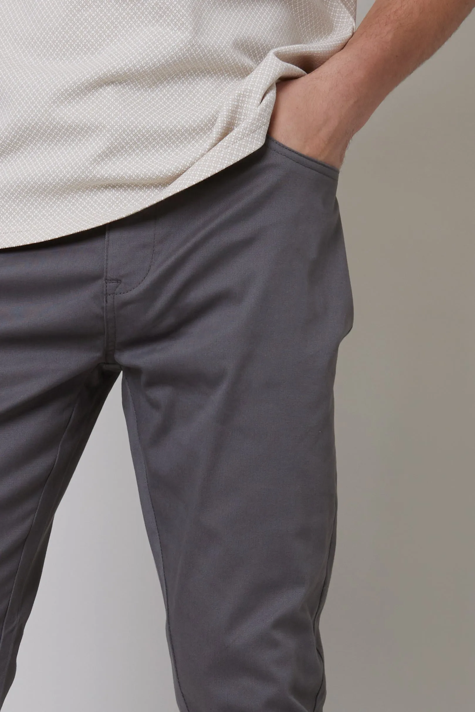 Men's Slate Slim Fit 5 Pocket Chino Trousers