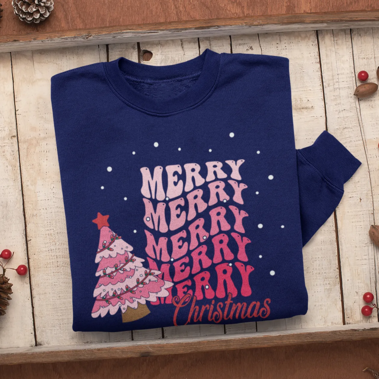 Merry Merry Merry Christmas Sweatshirt, Merry Christmas Sweatshirt, Retro Christmas Sweatshirt,Oversized Women Shirt,Xmas Hoodie,New Year Shirt,Christmas Gift