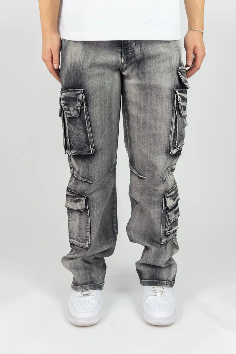 Rebel Minds 'Relaxed Cargo' Denim (Washed Grey) 642-642