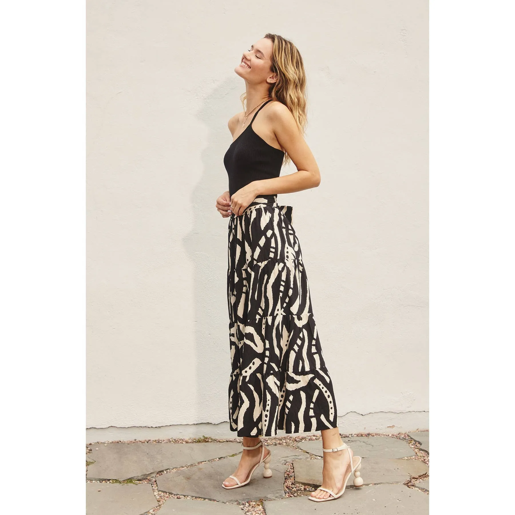 Sash Tie Tiered Skirt