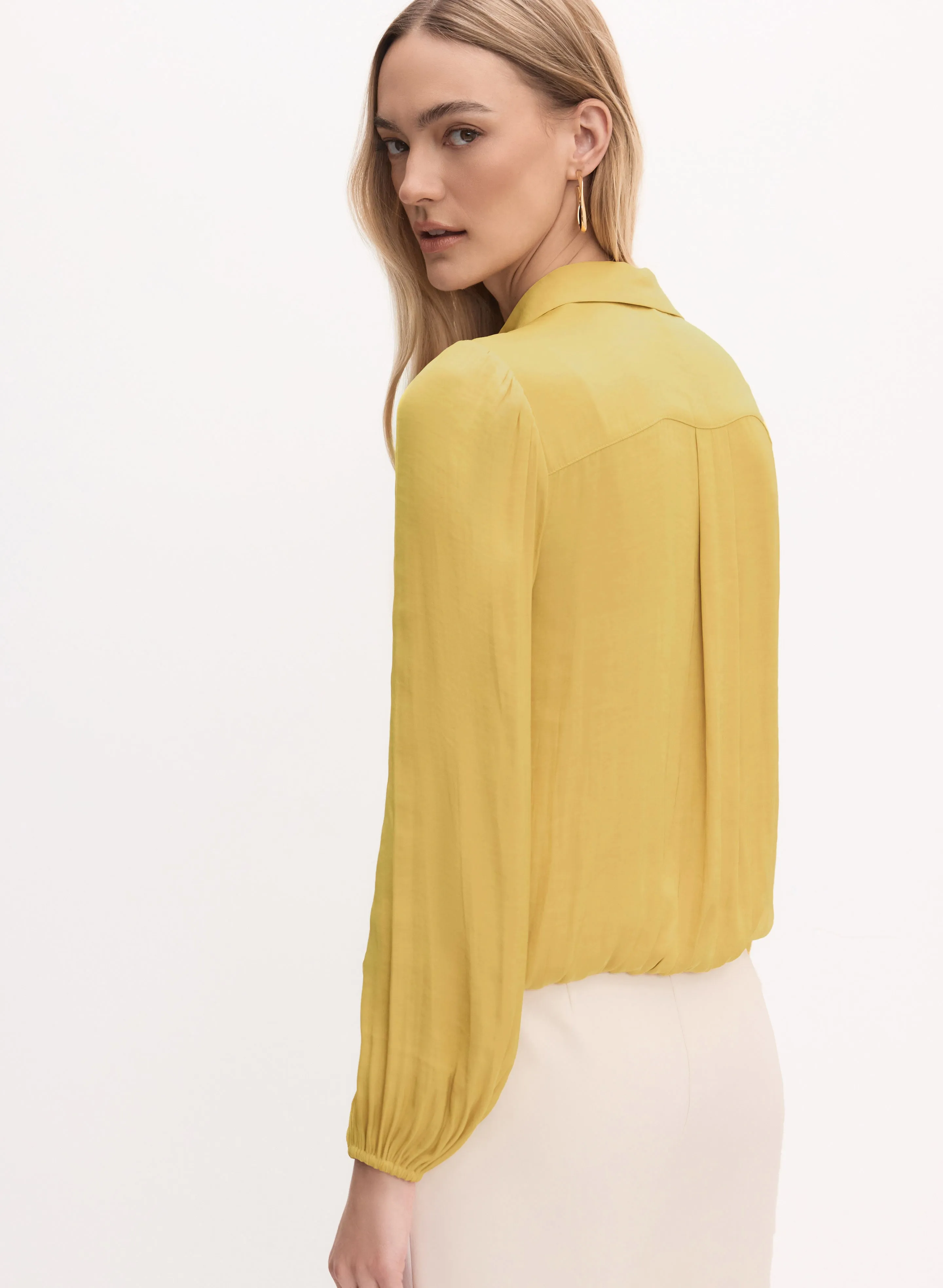 Satin Twist-Hem Blouse